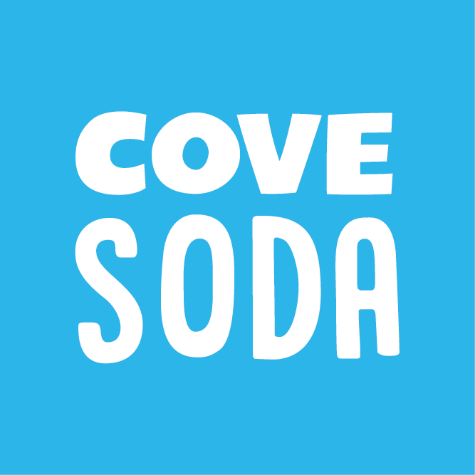 Cove Soda Logo_Stacked_Blue Background (1) Cove Soda